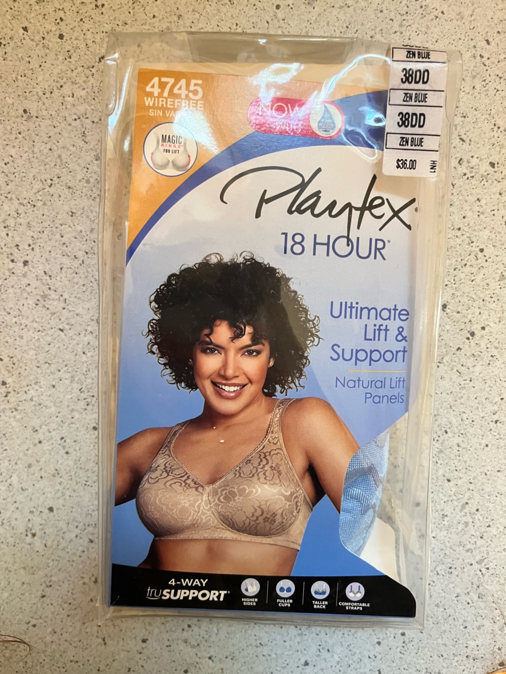 NWT Playtex 18 Hour Support Wire-Free Bra Zen Blue